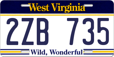 WV license plate 2ZB735