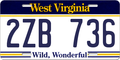 WV license plate 2ZB736