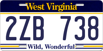 WV license plate 2ZB738