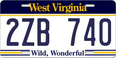WV license plate 2ZB740