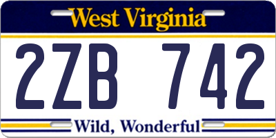 WV license plate 2ZB742