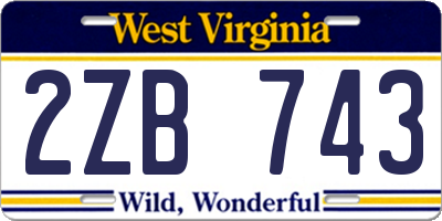 WV license plate 2ZB743