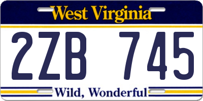 WV license plate 2ZB745