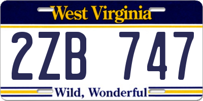 WV license plate 2ZB747