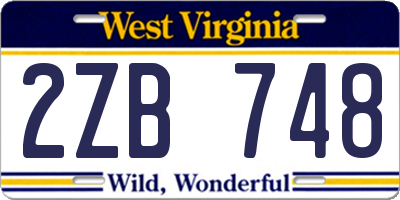 WV license plate 2ZB748