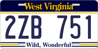 WV license plate 2ZB751
