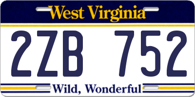 WV license plate 2ZB752