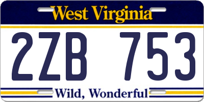 WV license plate 2ZB753