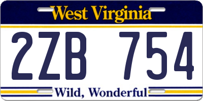 WV license plate 2ZB754