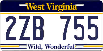 WV license plate 2ZB755