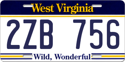 WV license plate 2ZB756