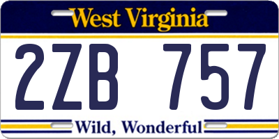 WV license plate 2ZB757