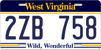 WV license plate 2ZB758