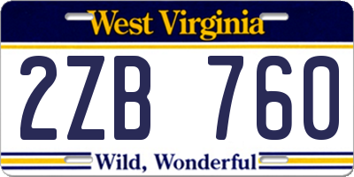 WV license plate 2ZB760
