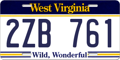 WV license plate 2ZB761