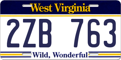 WV license plate 2ZB763