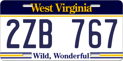 WV license plate 2ZB767