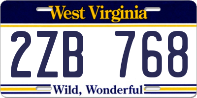 WV license plate 2ZB768