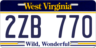 WV license plate 2ZB770