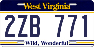 WV license plate 2ZB771