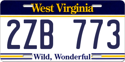 WV license plate 2ZB773