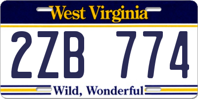 WV license plate 2ZB774