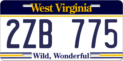 WV license plate 2ZB775