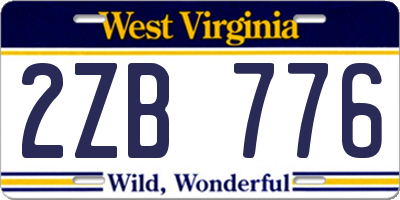 WV license plate 2ZB776