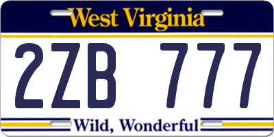 WV license plate 2ZB777