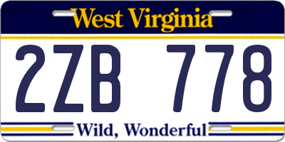 WV license plate 2ZB778