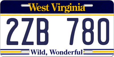 WV license plate 2ZB780