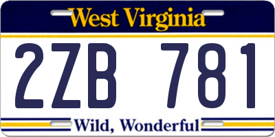 WV license plate 2ZB781