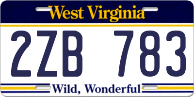 WV license plate 2ZB783