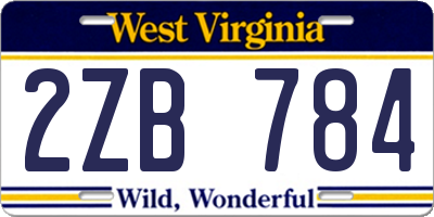 WV license plate 2ZB784