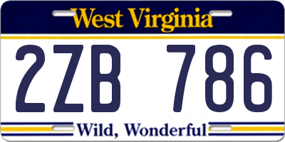 WV license plate 2ZB786