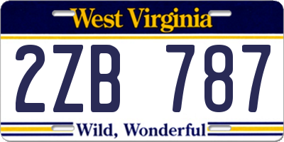 WV license plate 2ZB787