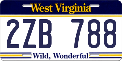 WV license plate 2ZB788