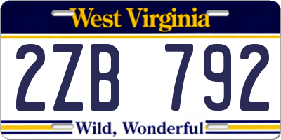 WV license plate 2ZB792