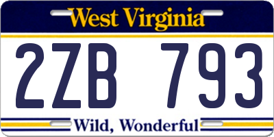 WV license plate 2ZB793