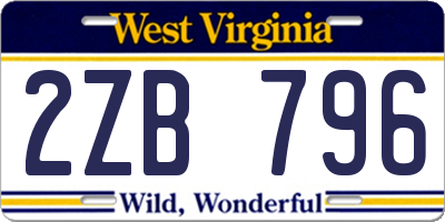 WV license plate 2ZB796