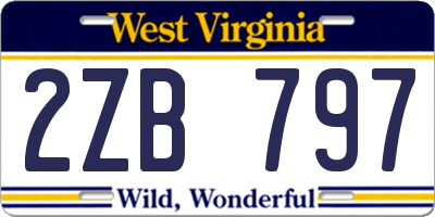 WV license plate 2ZB797