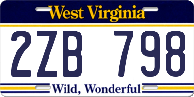 WV license plate 2ZB798
