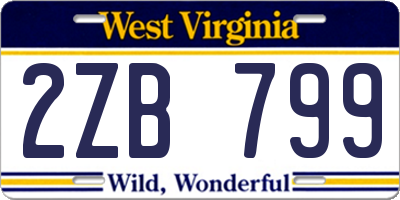 WV license plate 2ZB799