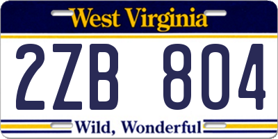 WV license plate 2ZB804