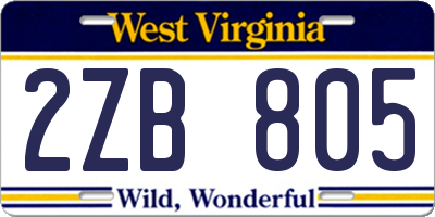 WV license plate 2ZB805