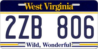 WV license plate 2ZB806