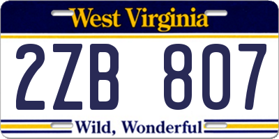 WV license plate 2ZB807