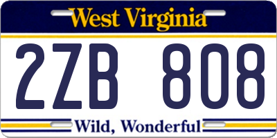 WV license plate 2ZB808