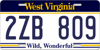 WV license plate 2ZB809