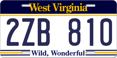 WV license plate 2ZB810